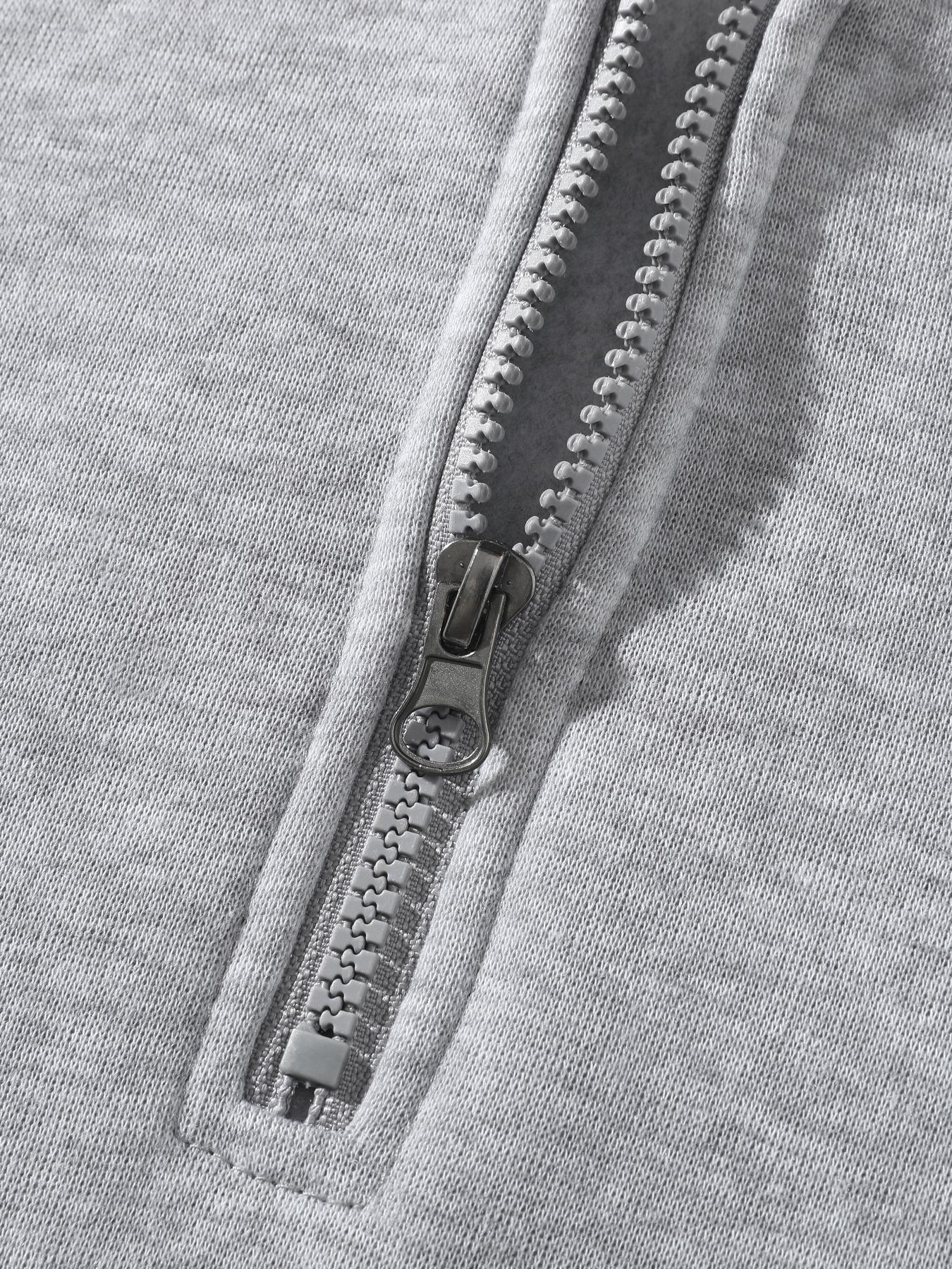 Men's Solid Half Zip Thermal Lined Hoodie, Casual Regular Fit Long Sleeve Hooded Sweatshirt for Fall & Winter, Men's Clothes for Daily Wear, Casual Soft Sweatshirt