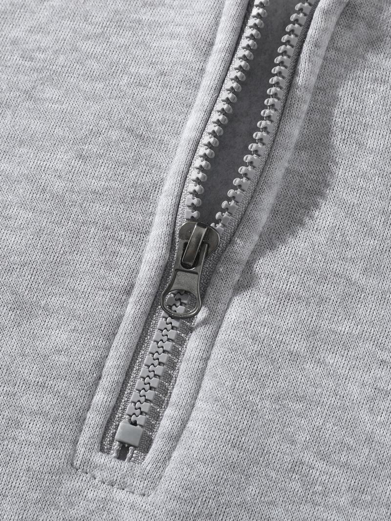 Men's Solid Half Zip Thermal Lined Hoodie, Casual Regular Fit Long Sleeve Hooded Sweatshirt for Fall & Winter, Men's Clothes for Daily Wear, Casual Soft Sweatshirt