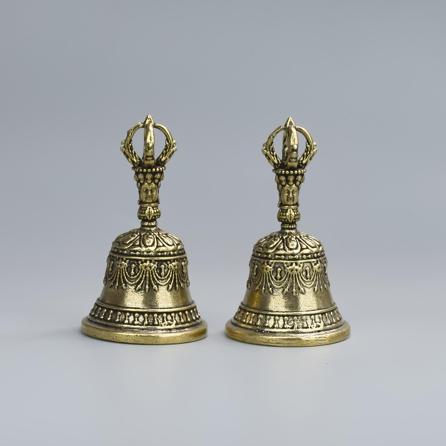 Small Artisanal Hand Bell with Ornamental Carvings, Vintage Bronze Instrument for Meditation and Home Decor, Decoration, Room Decorations, Fashion Accessory