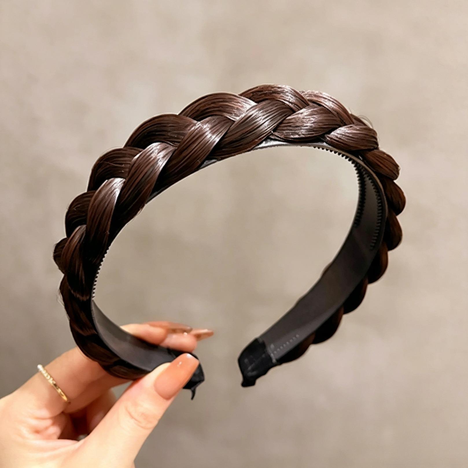 Synthetic Fishbone Braided Headband, Hand-Knotted Hair Braid Design Hairband, Non-Slip Hair Accessory for Women Teen Girls, Soft Wig Material Headwear for Daily Commute Dating Casual Street Style