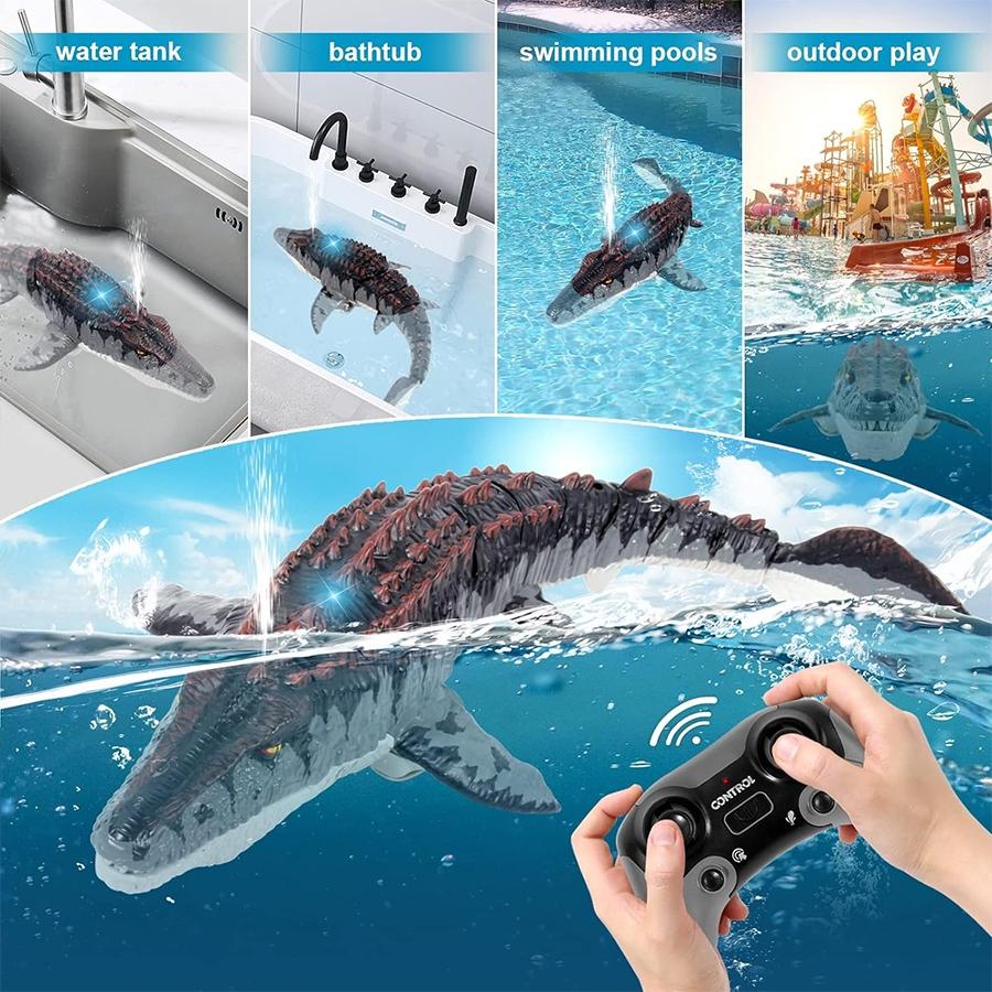 Remote Control Mosasaurus Toy Animals, Rechargeable Pool Simulation, Light & Water Spray Function, Electric Sea Monster, Birthday Gift Remote Control Mosasaurus Toy Animals, Rechargeable Pool Simulation, Light & Water Spray Function, Electric Sea Monster, Birthday Gift