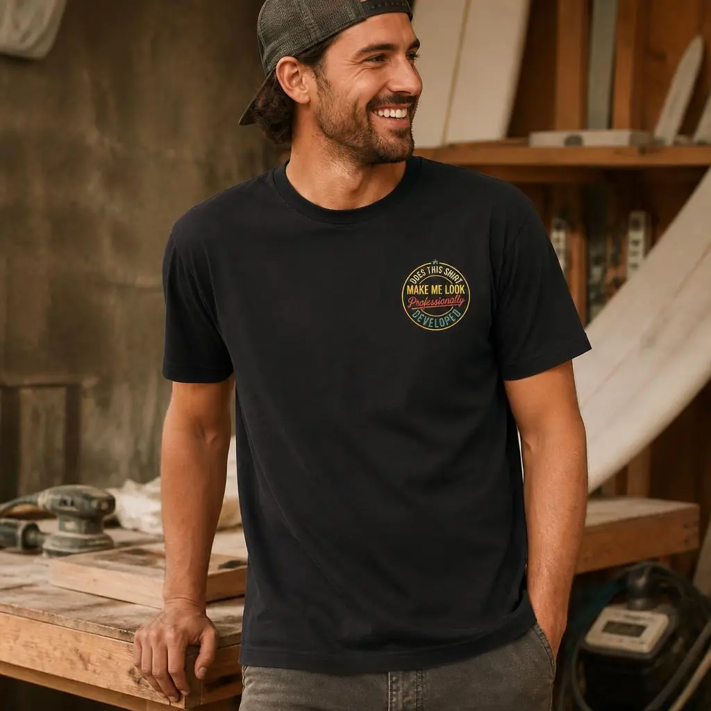Does This Make Me Look Professionally Developed T Shirt for Men 100% Cotton Funny T-Shirt Tee Short Sleeve Gift
