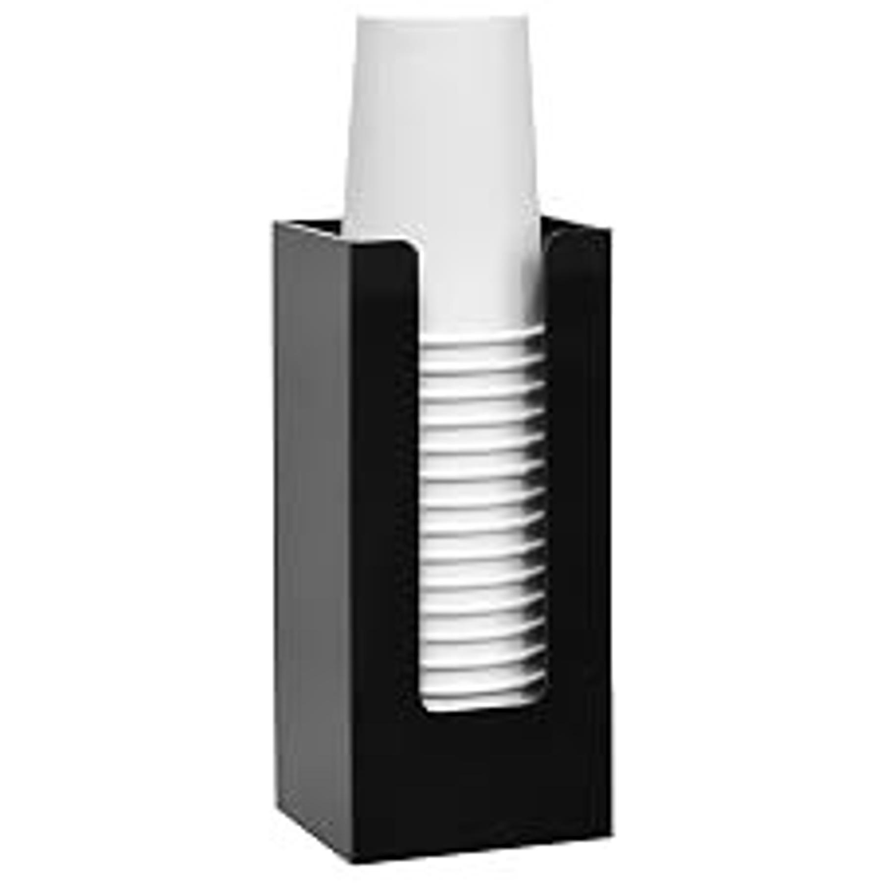 Cup Dispenser, Wall Mount Water Cooler Cup Dispenser | fits 4-7 oz Disposable Paper and Plastic Cups, Pull Type Cup Holder for Bathroom, Office, Break Room, Gym, Black