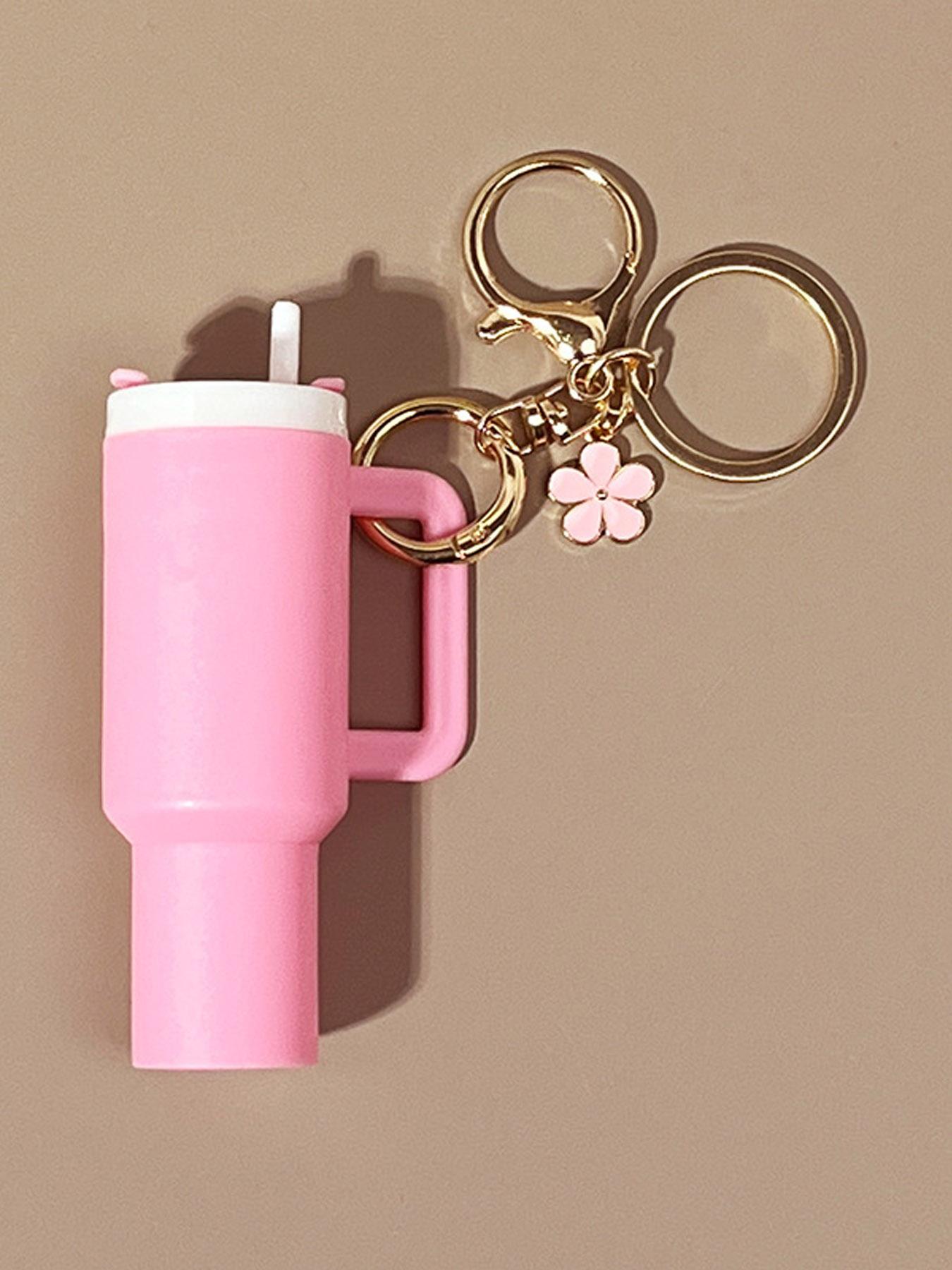 Mini Small Flower Cup Keychain Accessories, Keychain Charm, Wallet Charm, Bag Accessories, Lipstick Storage Box, Wallet Accessories, Mini Cup Keychain Keyring, Keychain Bag Pendant, Dopamine Color Matching To Meet Different Style Matching Needs
