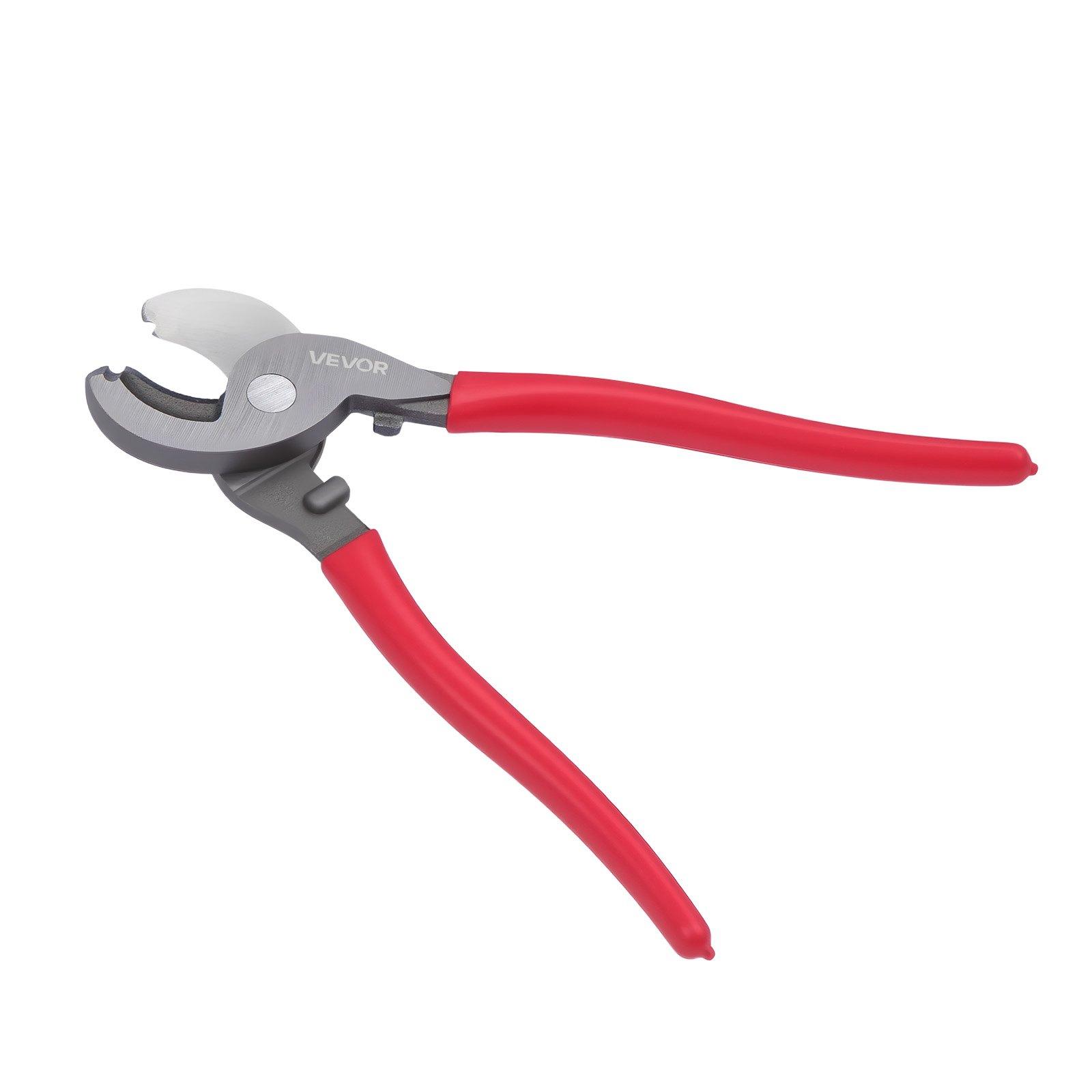 VEVOR High Leverage Cable Cutter, 9-1/4 in Compact Cutting Pliers, Forged Blades, PVC-Coated Handles, Heavy Duty Tool for 4/0 AWG Aluminum, 2/0 AWG Soft Copper, 100-Pair 24AWG Comm Cables, Pvc Handles
