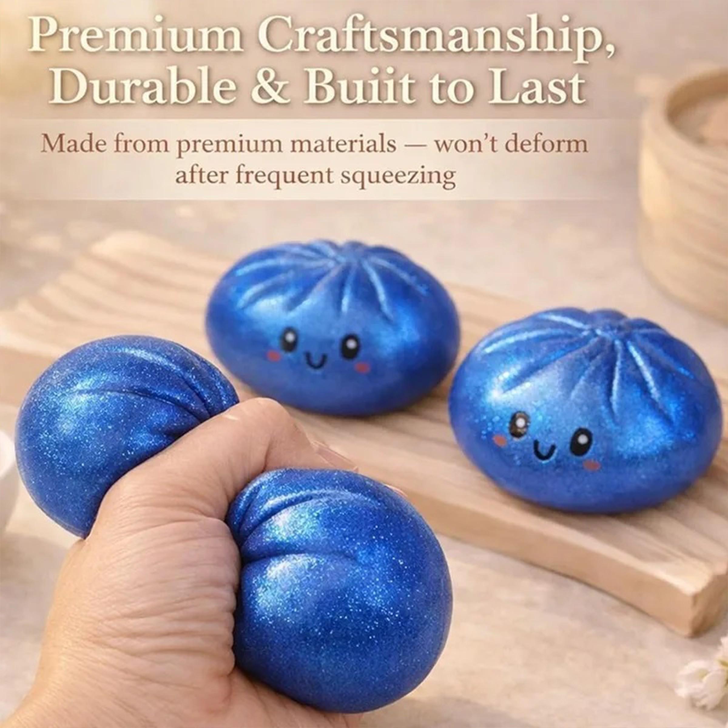 12PCS Cute Glittering Char Siu Bao Stress Relief Squeezable Fun Realistic Steamed Bun Release of Anxiety Colorful Bun Blind Box