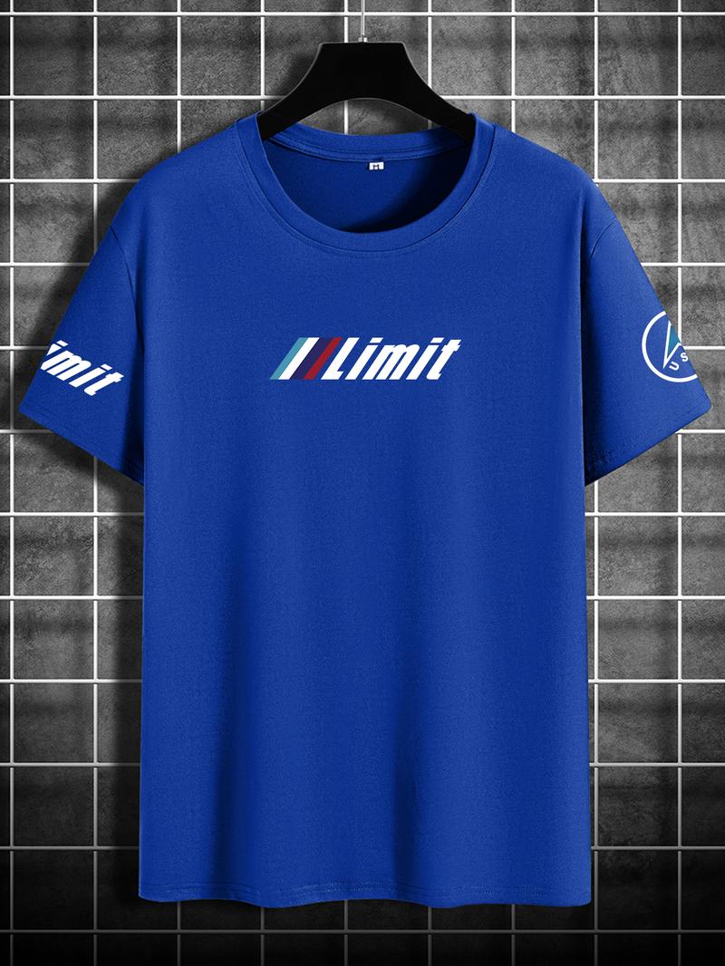 Men's Car & Letter Print Short Sleeve Graphic Tee, Regular Fit Streetwear Casual Round Neck T-shirt for Summer, Men's Top for Daily Wear