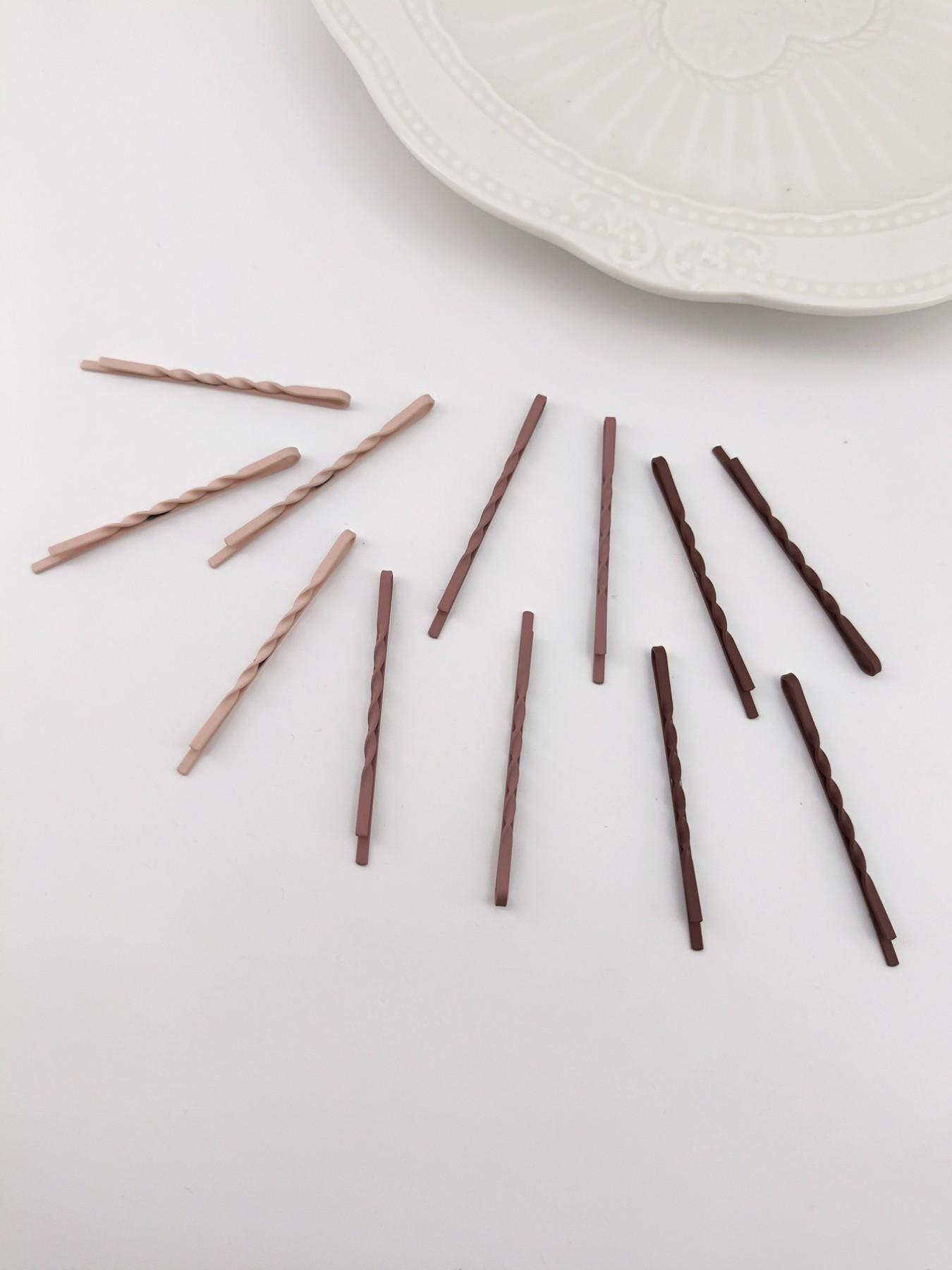 1 Pack of 12 Hair Clips, 5.5cm Braided Straight Clip, Simple Solid Color, Fragile Hair Organization, Daily Use Accessory