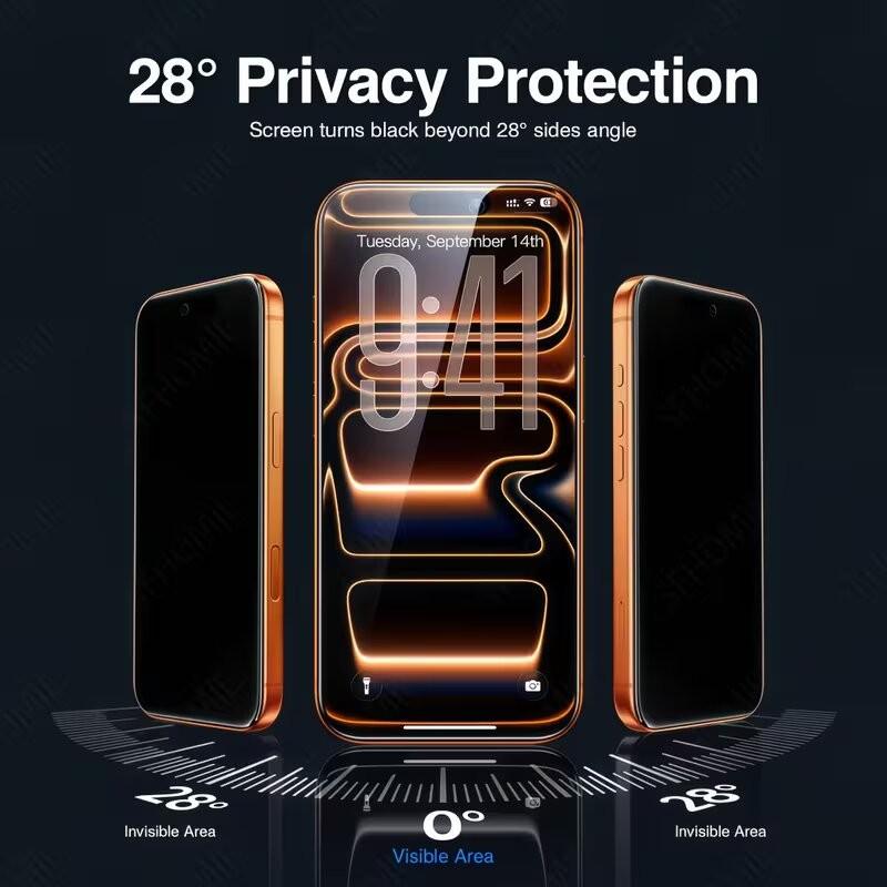 3 Pcs Privacy Tempered Glass Screen Protectors for iPhone 17 Pro Max/17 Pro/17E/16 Pro Max/16 Plus/For Iphone 15 Pro Max/14/13/12 Series Anti-spy Glass Privacy Screen Protective Film