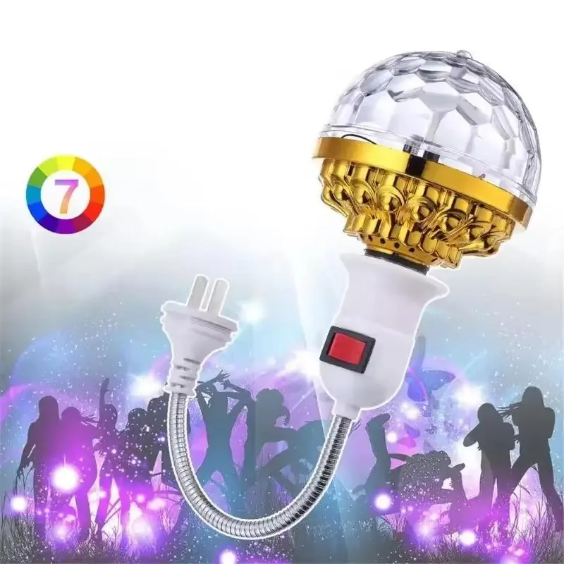1-Piece Energy-Saving Beaded LED Flashing Decorative Ball, E27 Base, E27 Socket, AC Plug-in Power, No Wiring, Rotating Strobe, Indoor Festive Home Decor for Wall/Ceiling/Floor, Indoor Recreation Use