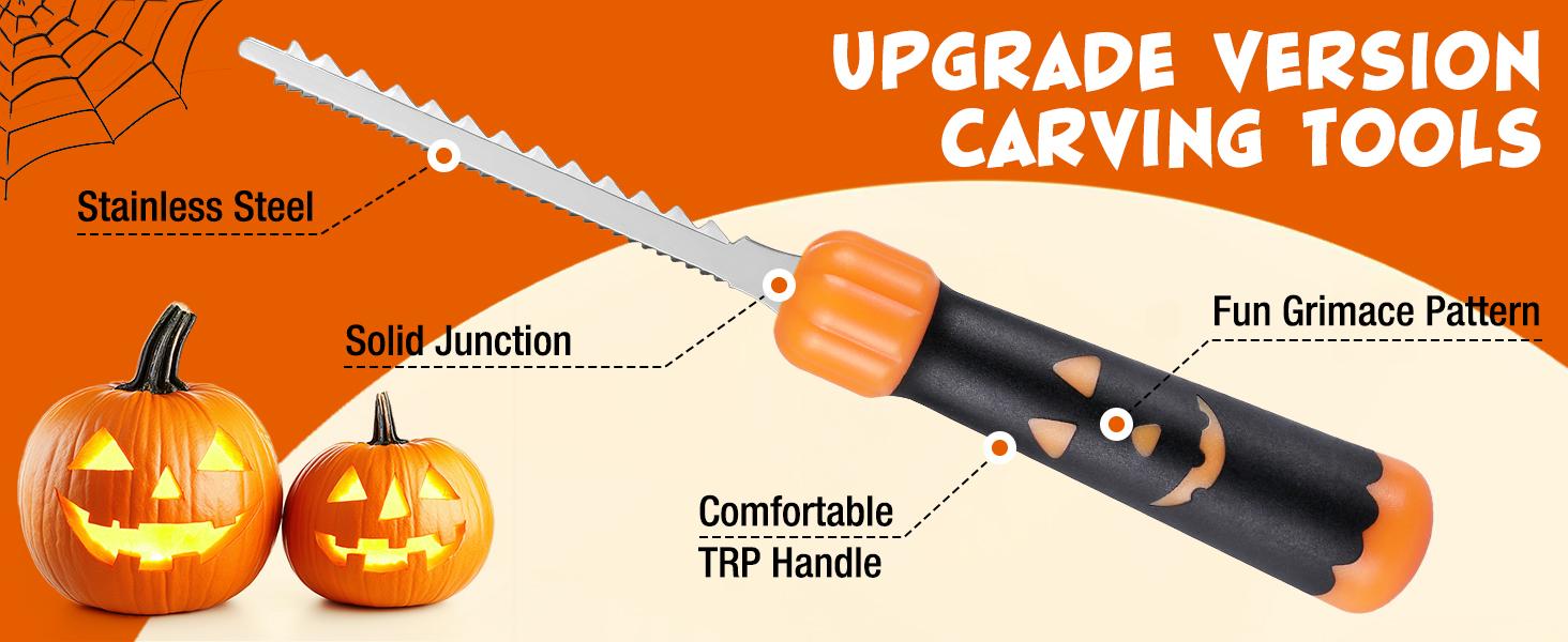 #JumpstartSale HAUSHOF 20-COUNT Halloween Pumpkin Carving Kit, 10-COUNT Professional Heavy Duty Stainless Steel Pumpkin Carving Tools with Carrying Case and 10 Pumpkin Carving Stencils for Halloween Jack-O-Lanterns