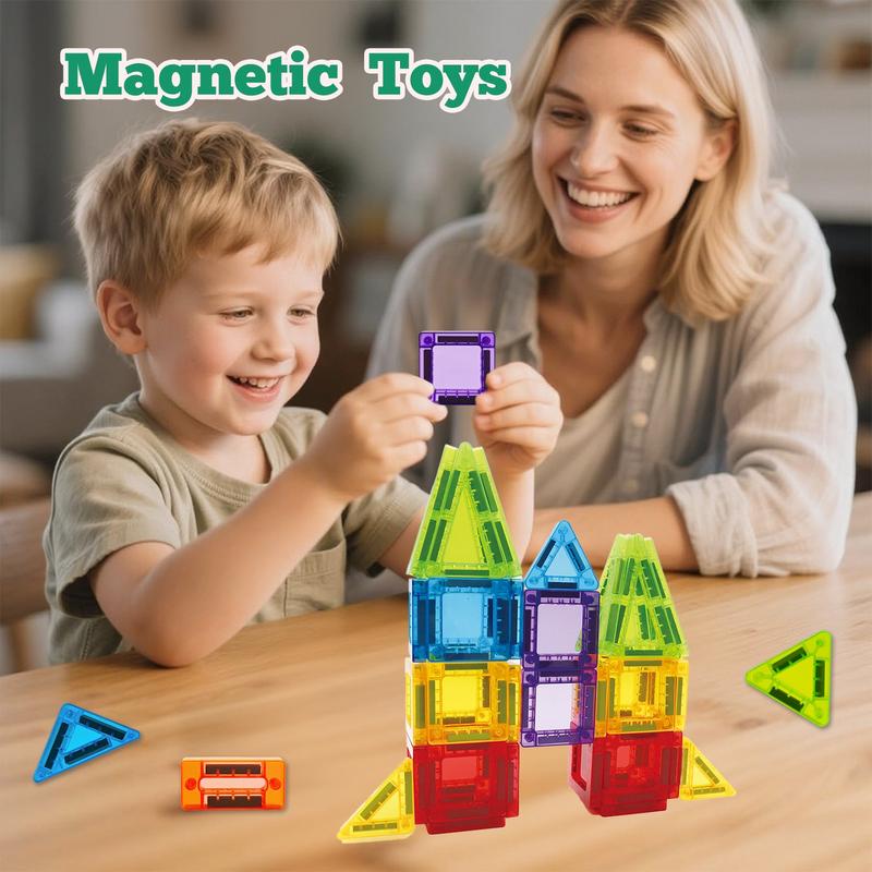 24/40PCS Mini Magnetic Building Blocks, Magnetic Tiles Stacking Toys, Creative STEM Construction Set with Iron Storage Box, Travel-Size On-the-Go Magnet Toys, House Building Kit for Boys Girls Ages 3+
