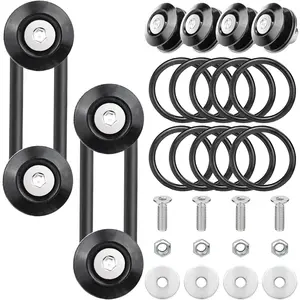 Bumper Quick Release, Mellbree JDM Quick Release Holders Front Rear Bumper Fasteners Trunk Band Fenders clip Kits Compatible for Universal Car Bumper (Black 4 x Release Tabs with 12 x O-Ring Fastener)
