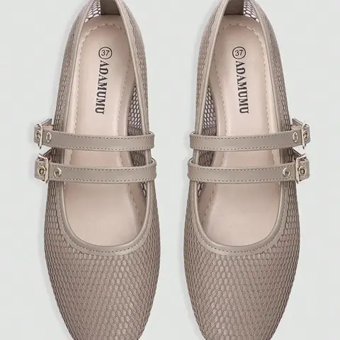 Women's Casual Mesh Mary Jane Fashionable Flat Shoes, Breathable & Comfortable Design, Ideal for Daily Wear