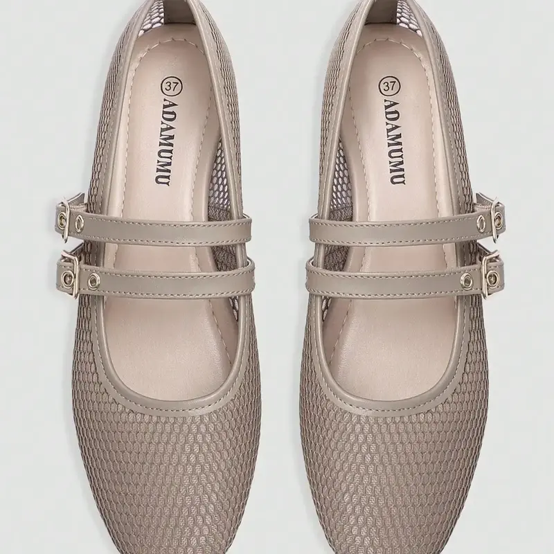 Women's Casual Mesh Mary Jane Fashionable Flat Shoes, Breathable & Comfortable Design, Ideal for Daily Wear