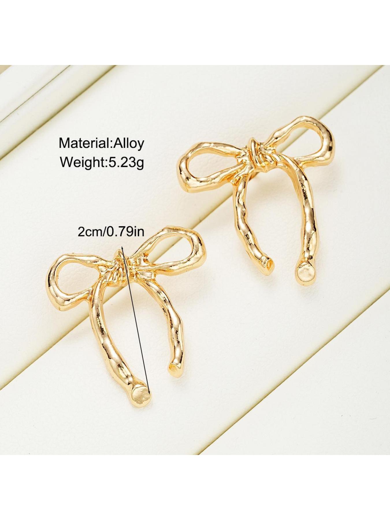 Hollowed-out bow earrings, women's stud earrings, simple and unique earrings, minimalist retro butterfly earrings.