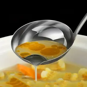 1 Oil Separator, Household Kitchen Tool, Stainless Steel Oil Separator Soup Spoon Gravy Food Fat Separator Skimmer Grease Filter Separator Hot Pot Oil Filter Spoon