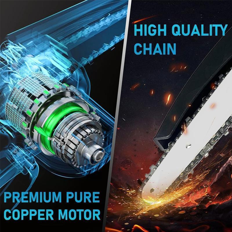 21V Cordless Mini Chainsaw 6-Inch - Compact Handheld Power Chain Saw with 2x2000mAh Batteries  Security Lock for Efficient Wood Cutting, Tree Trimming, and Pruning - Ideal for Homeowners, Gardeners, and DIY