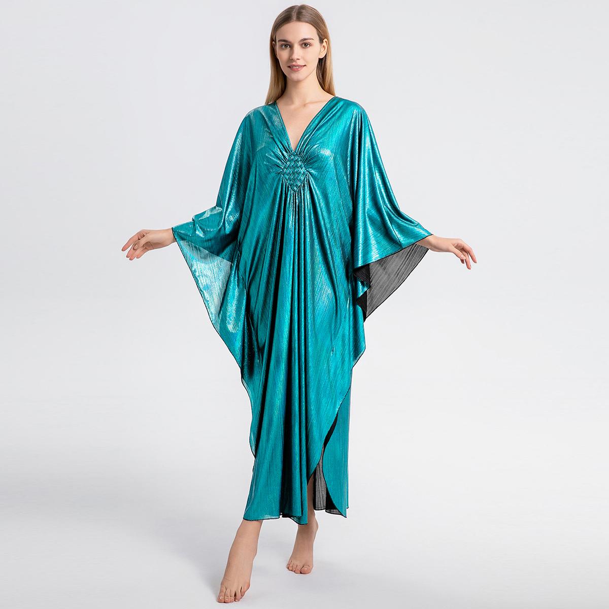 Bsubseach Women Ethnic Print Kaftan Dress ,Plus Size All Over Print  Sleeve TunicDress, Boho Casual V Neck 3/4 Sleeve TunicDress for Women, Women's Plus Cover Up,Mrs. Roper Kaftan ，bubu，mumu，Casual Womenswear Summer