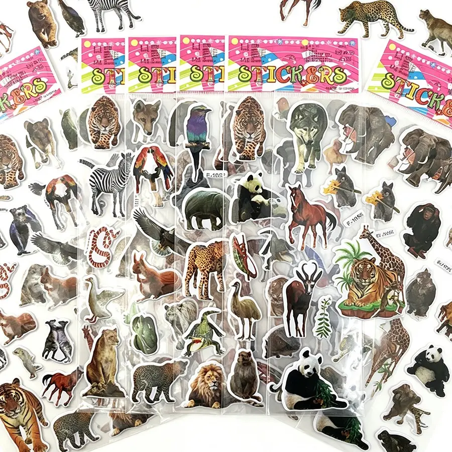 24pcs Animal Styles Bubble Stickers, Self-Adhesive Graffiti Stickers for Laptop, Luggage, Refrigerator, Student Reward Stickers, Scrapbooking Stickers