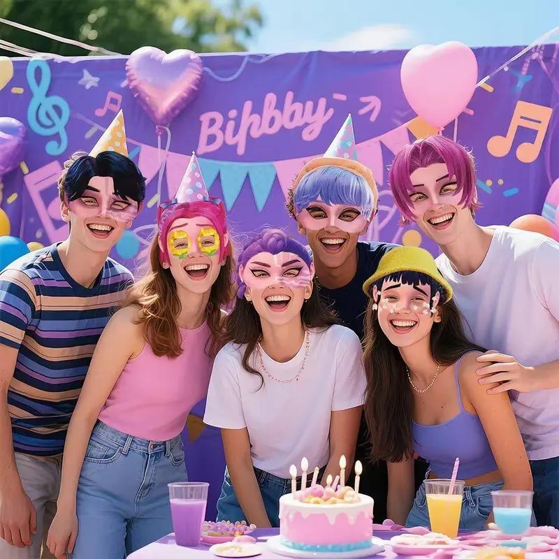 12-Pack Hunter Girl Anime Cartoon Masks, Reusable Role-Playing Party Masks, Birthday Gift, Party Favors, Holiday Decorations