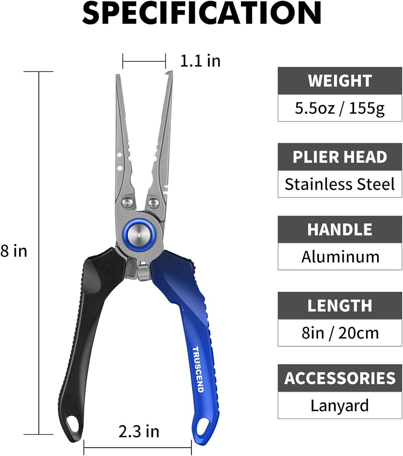 TRUSCEND Lockable Fishing Pliers with High Tungsten Cutter, Innovative Ergonomic Handy Handle, Saltwater Corrosion Resistant Teflon Coated Fishing Tool, Super Light Multi-Function Fishing Gifts tiktokshopspringglowup