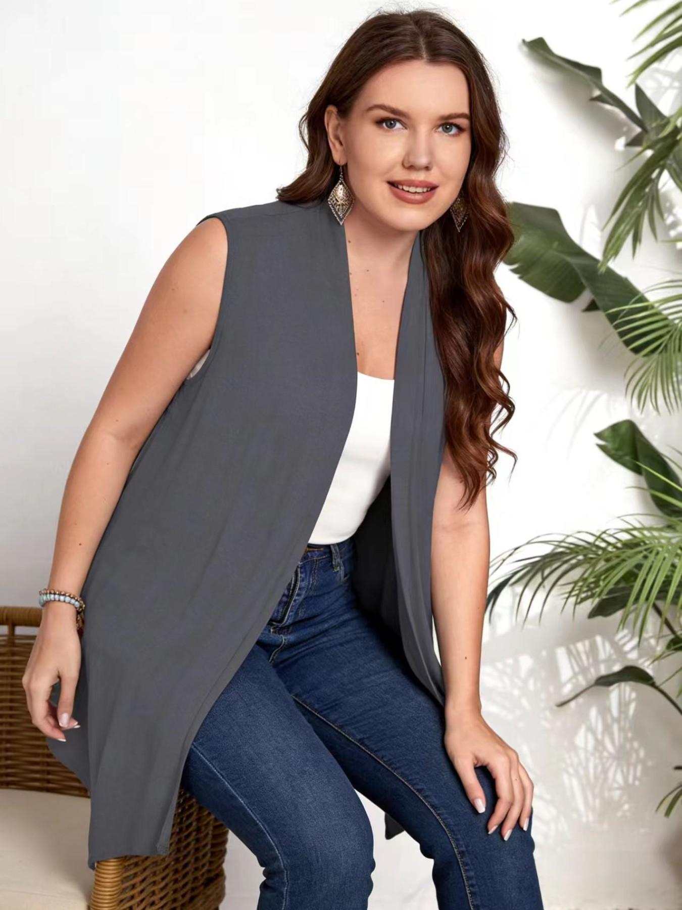 Ebay Bestselling Sleeveless Vest, Hot Selling Open Front Cardigan for Women, European and American Style, Plus Size Female Clothing