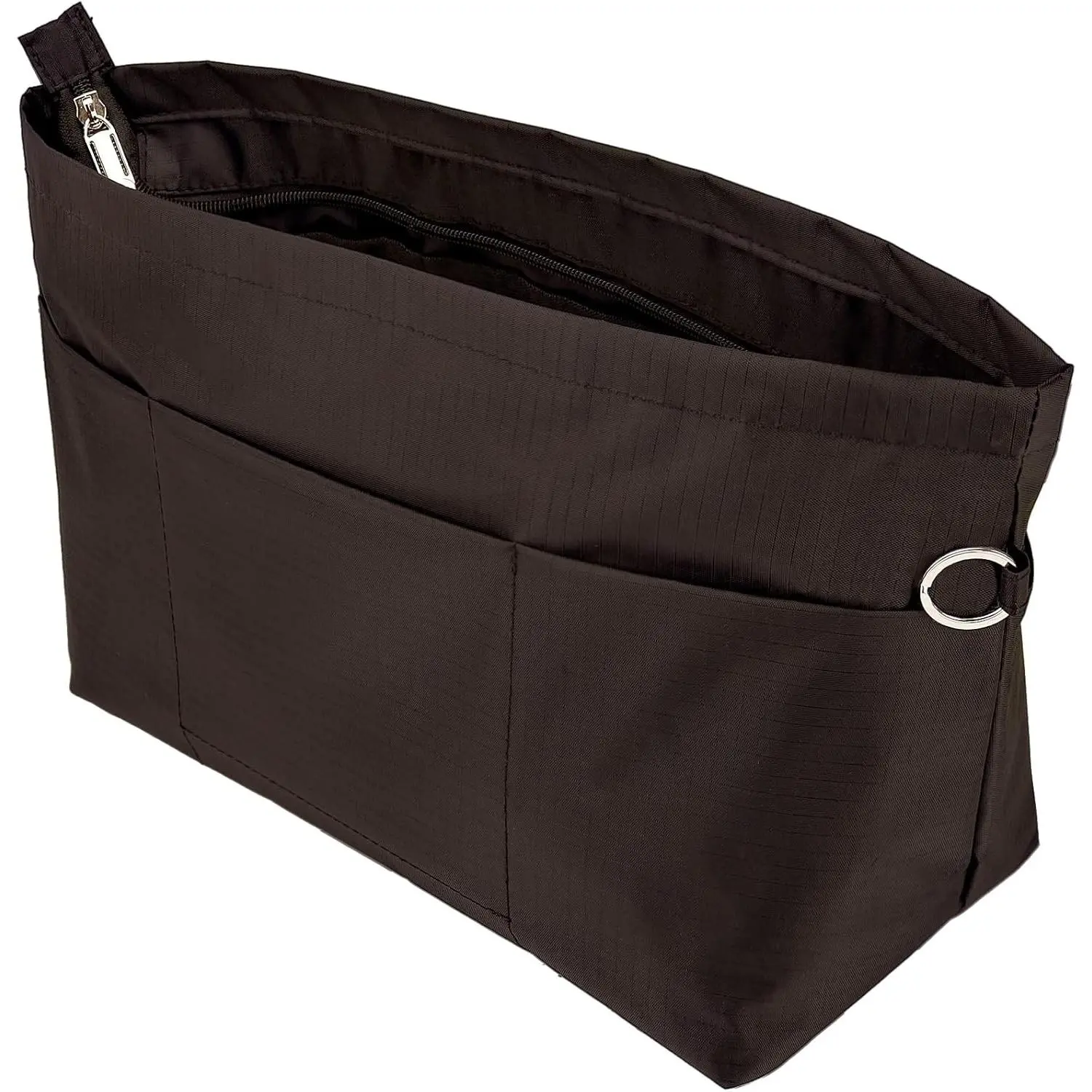 Large Coffee Handbag Tote Purse Organizer Insert with Zipper, 11 Pockets Compartments, Bag Divider Liner Shaper SeparatorGift