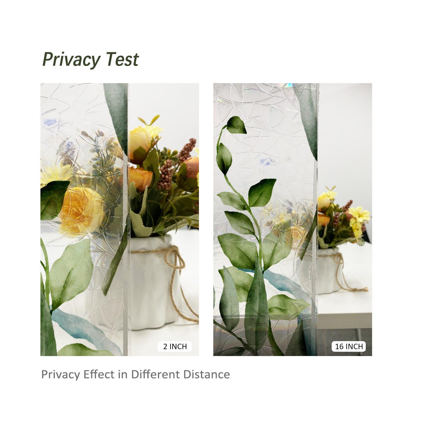 Leaf Laser Window Sticker, Spring Summer Fresh Style Decorative Static Window Sticker, Glue-Free Electrostatic Glass Decoration Film