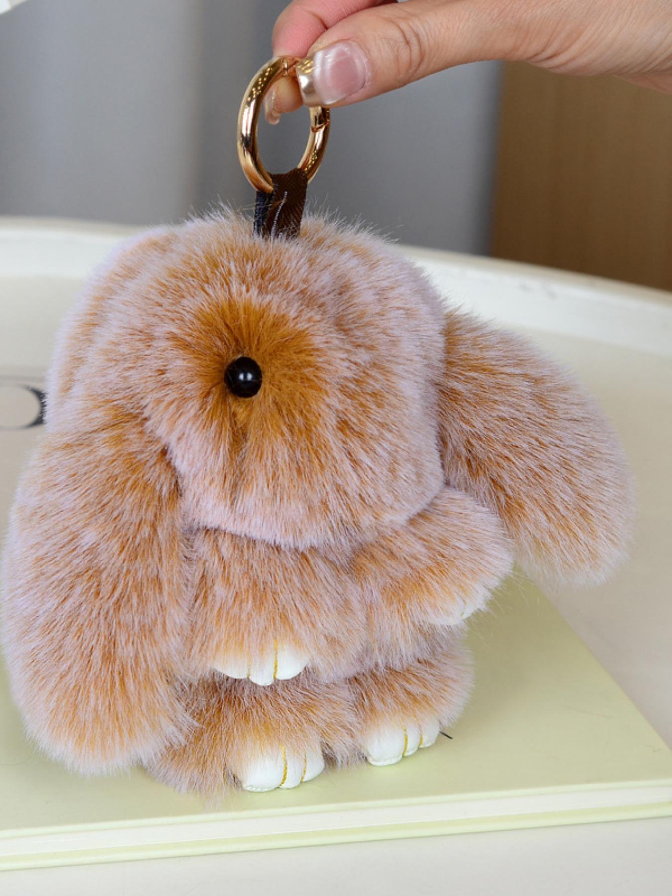 Handmade Cute Bunny Plush Keychain, Adorable Knitted Design, Perfect for Car, Bag, Phone, Fuzzy Keychain, Ideal Gift for Holidays & Birthdays