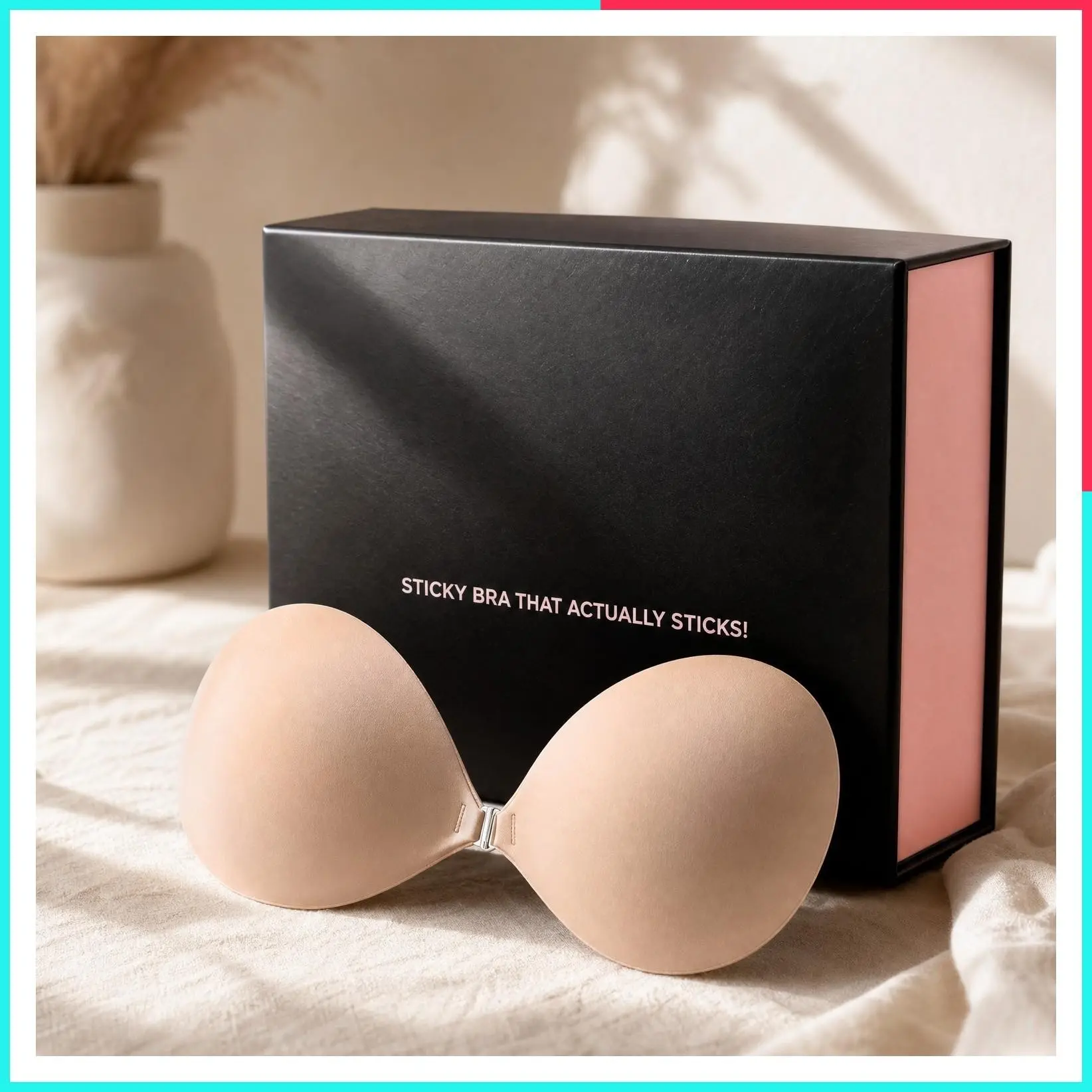 Women's Reusable Adhesive Strapless Invisible Push-Up Bra and Sticky Fabric Nipple Covers for Backless Dresses