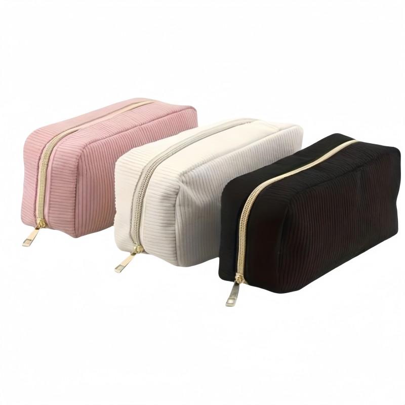 Large Capacity Cosmetic Organizer Bag, Fashion Flannel Storage Pouch, Portable Travel Case, Ideal for Stationery, Cosmetics, Chargers, Gifts