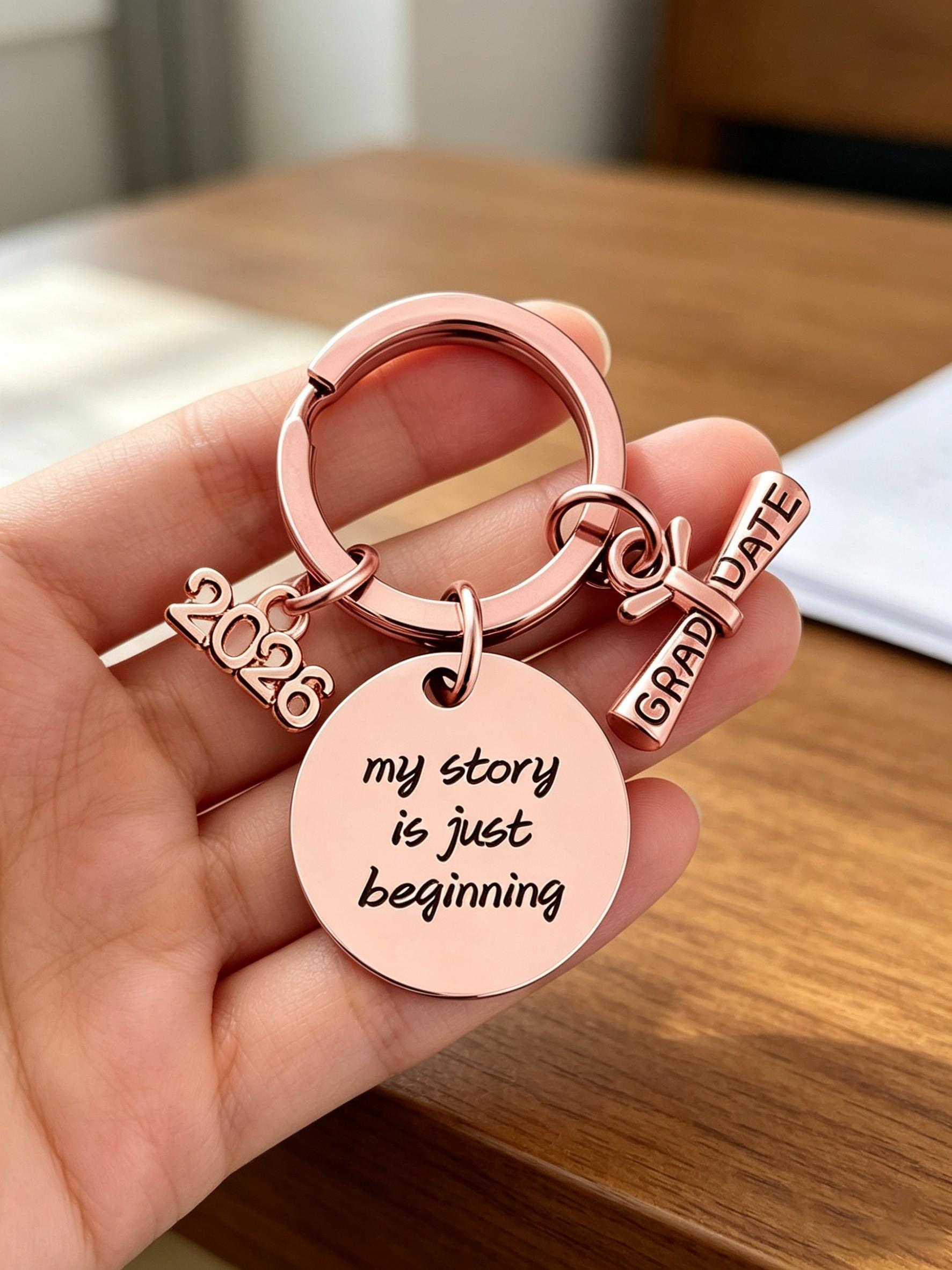 Graduation Gift Stainless Steel Keychain, Customizable Metal Keychain, Backpack Charm, Car Key Holder, Memorial Souvenir, Youth Memory Pendant