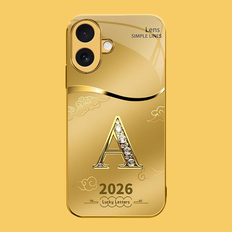 Suitable for [iPhone 16] high-end phone case🤩，choose from 26 letters of the English alphabet, each with an exquisite auspicious cloud pattern to bring you good luck YM99