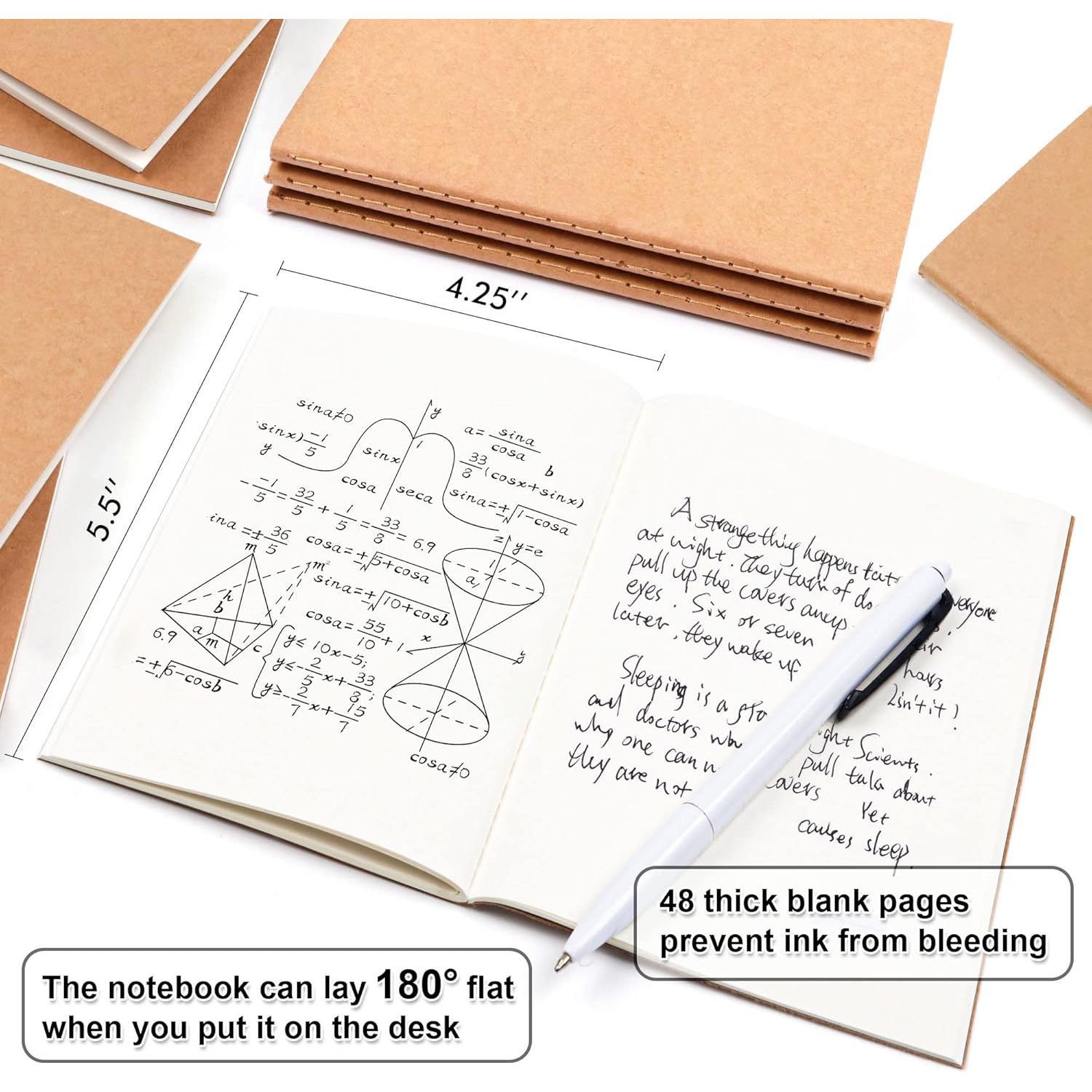 170 Pack Blank  Notebooks, Unlined Sketchbook Mini Cute Note Pad for Drawing Writing, Journal Bulk For  Students Office School Supplies, A6, 48 Pages, 4.25" X 5.5", Black and Brown