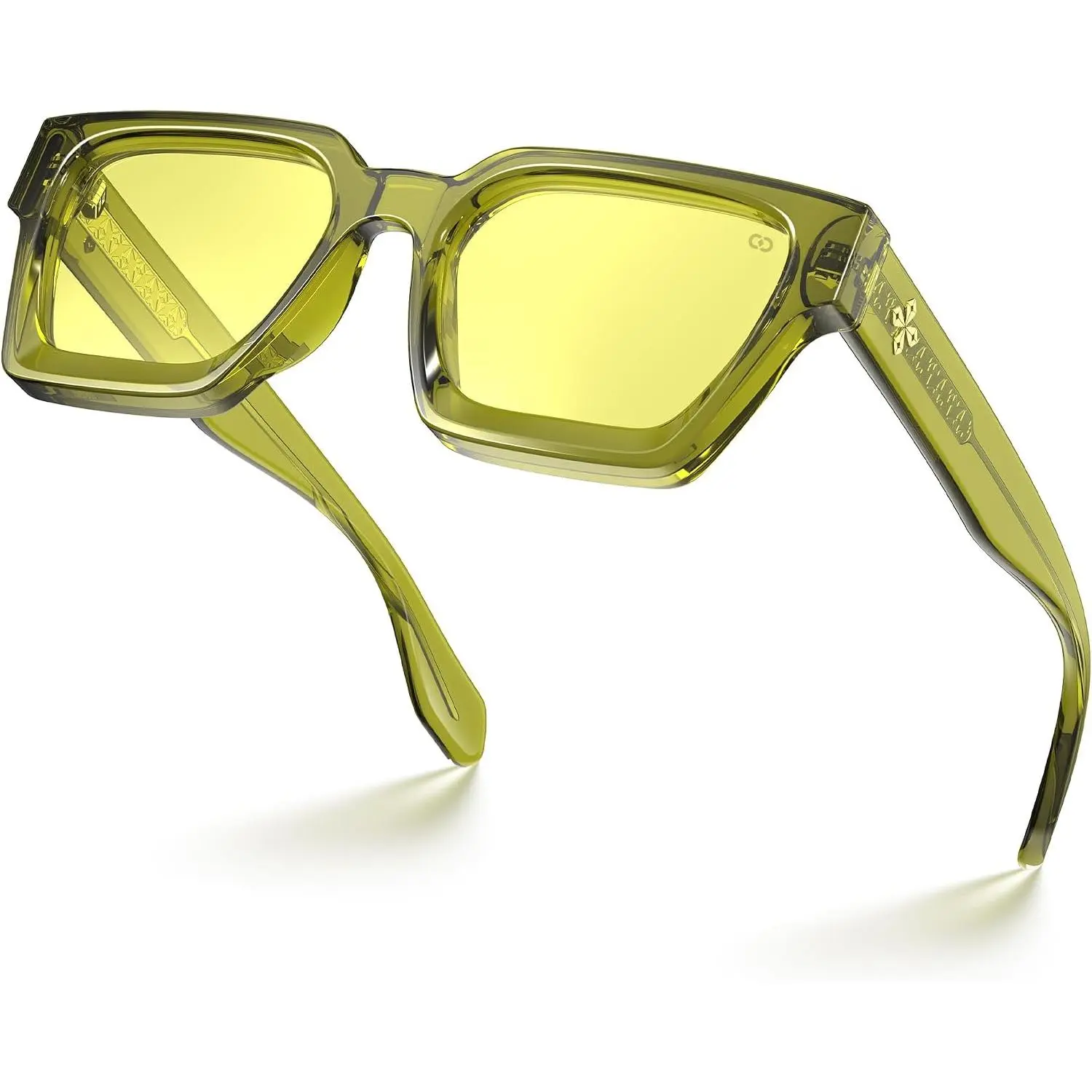 Square Gamer Glasses Professional Blue Light Filter for Women Men | Anti- and Anti-Glre Thick TR90 Frame Yellow Tint for -Day Screen Comfort RIVER