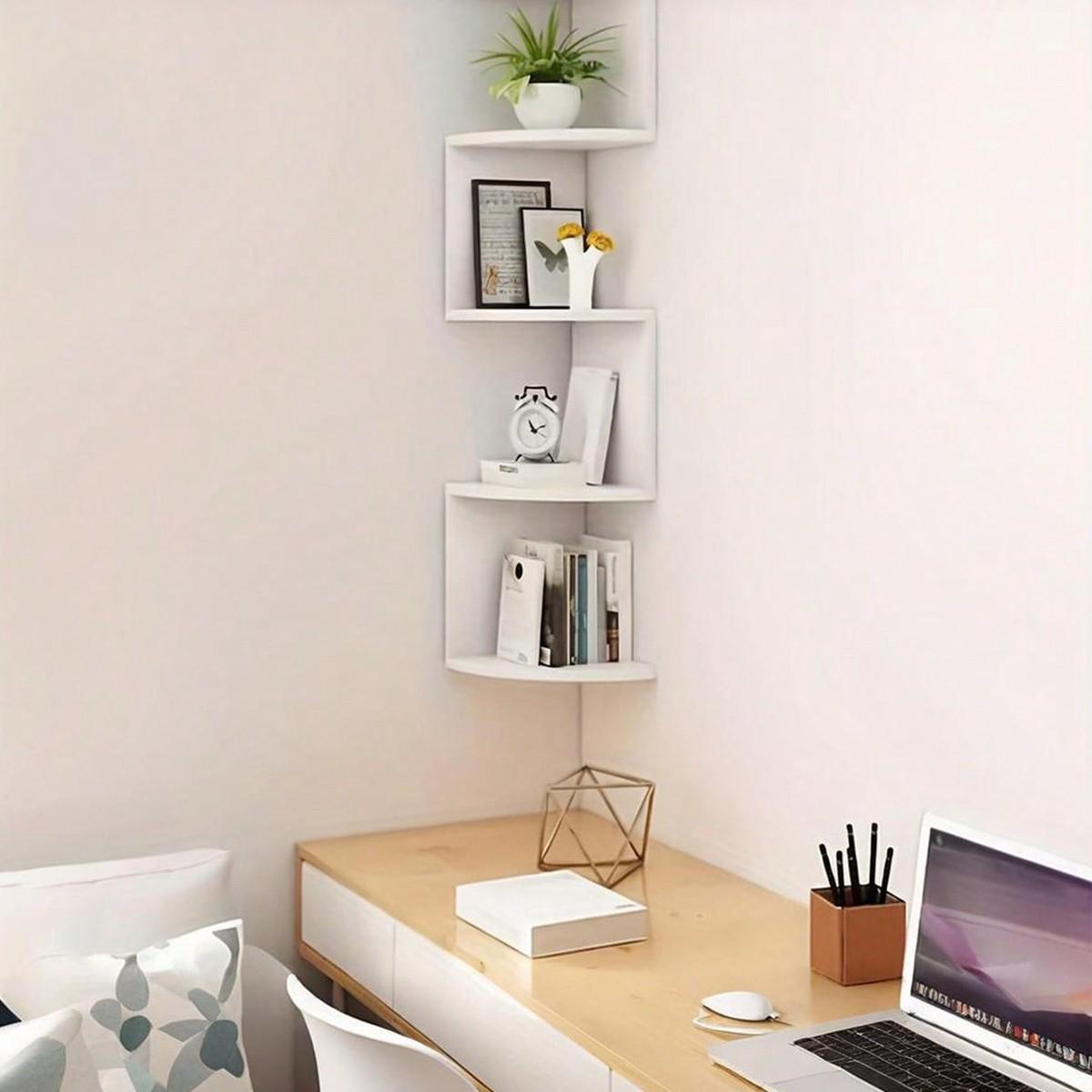 Multi-Layer Adjustable Wall Corner Shelf, Wall Mounted Organizer, Durable PVC Material, Modern Simple Style Decor, Minimalist, Suitable for Bedroom, Bathroom, Dormitory, Living Room, Balcony