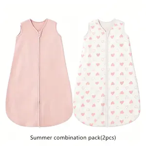 2-Pack Summer Baby Sleep Sacks, Breathable Sleeveless Wearable Blanket, Dual Zipper Kick Prevention, Cute Print Design, 0-24 Months
