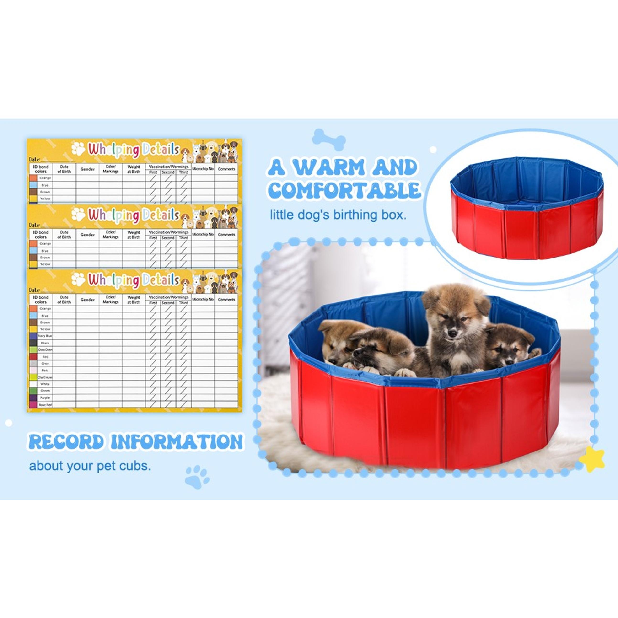 57-Pcs Functional Puppy Whelping Kit with Foldable Base, Includes Feeding Tube (40 in Diameter), Syringes & Tube Feeding Accessories for Newborn Puppies Birth & Bottle Feeding Supplies, Functional Kit