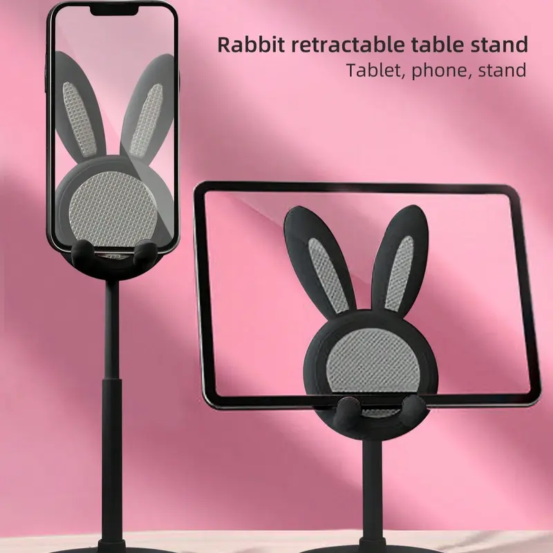 Cute Rabbit Design Phone Holder, Adjustable Desktop Phone Stand, Portable Phone Holder for Home Office, Compatible with All Phones & Tablets, Computer