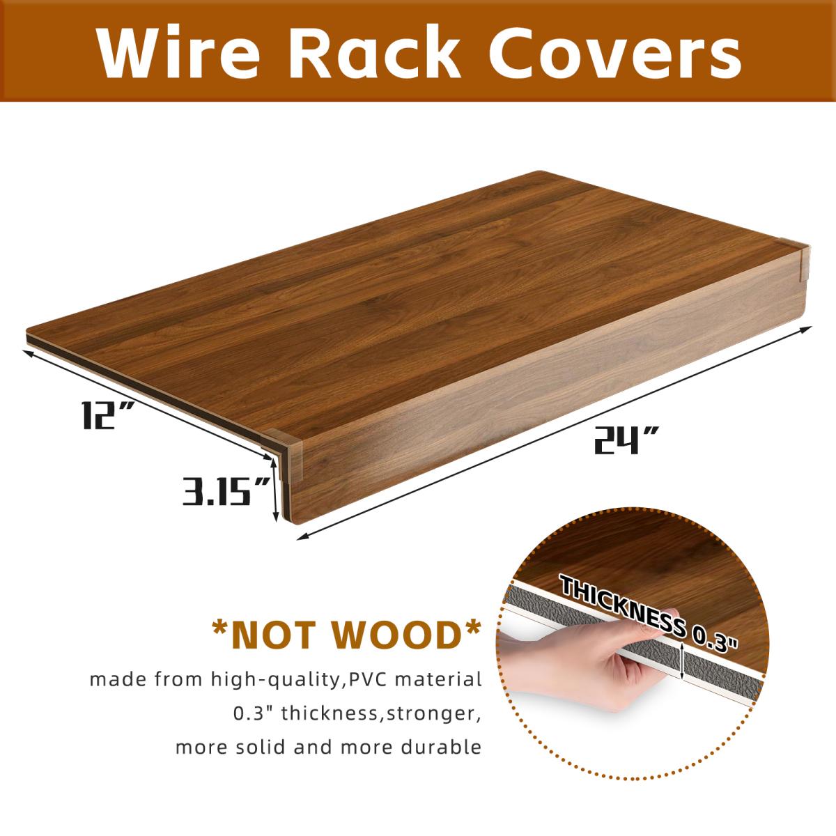 (24 INCH) 5 Pcs Wire Shelf Covers, Foamed PVC Wire Rack Covers for Removable Closet (Not Wood), Pantry Shelves for Cabinet Bathroom Kitchen Shelving Decoration ( WALNUT Color )