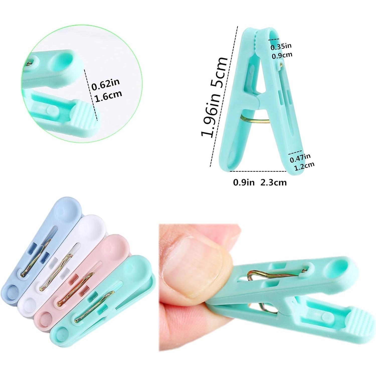 Laundry Clips, 2.0 Inch Spring Clamps, Randomly Selected Colors, Small Size with Storage Bag, Ideal for Laundry & Home Use