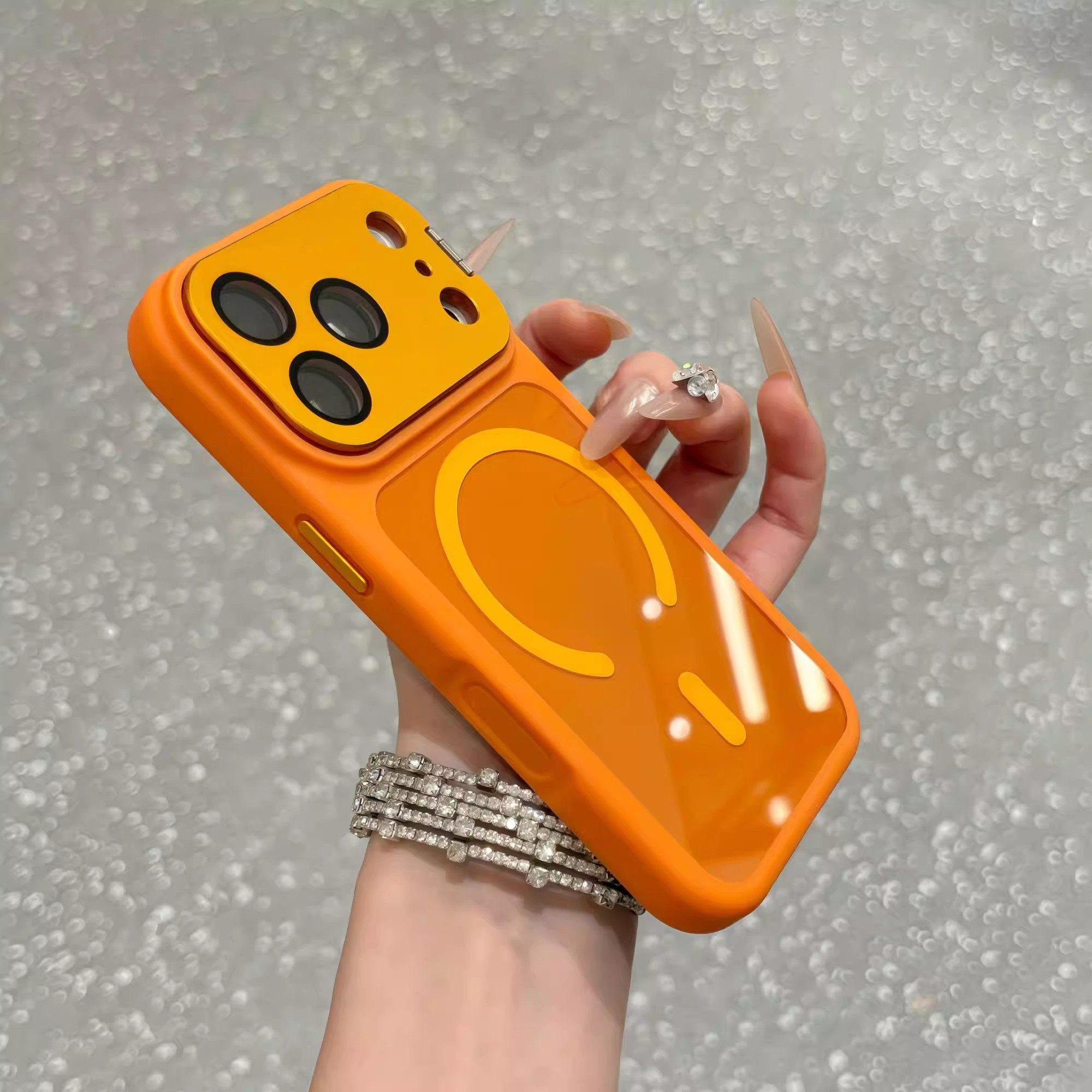 With Stand Magnetic Phone Case for iPhone17/16/15/14/13/12 Pro Max Lens Full Cover 17 Pro Silicone Case 16 Pro Max Handheld Shooting