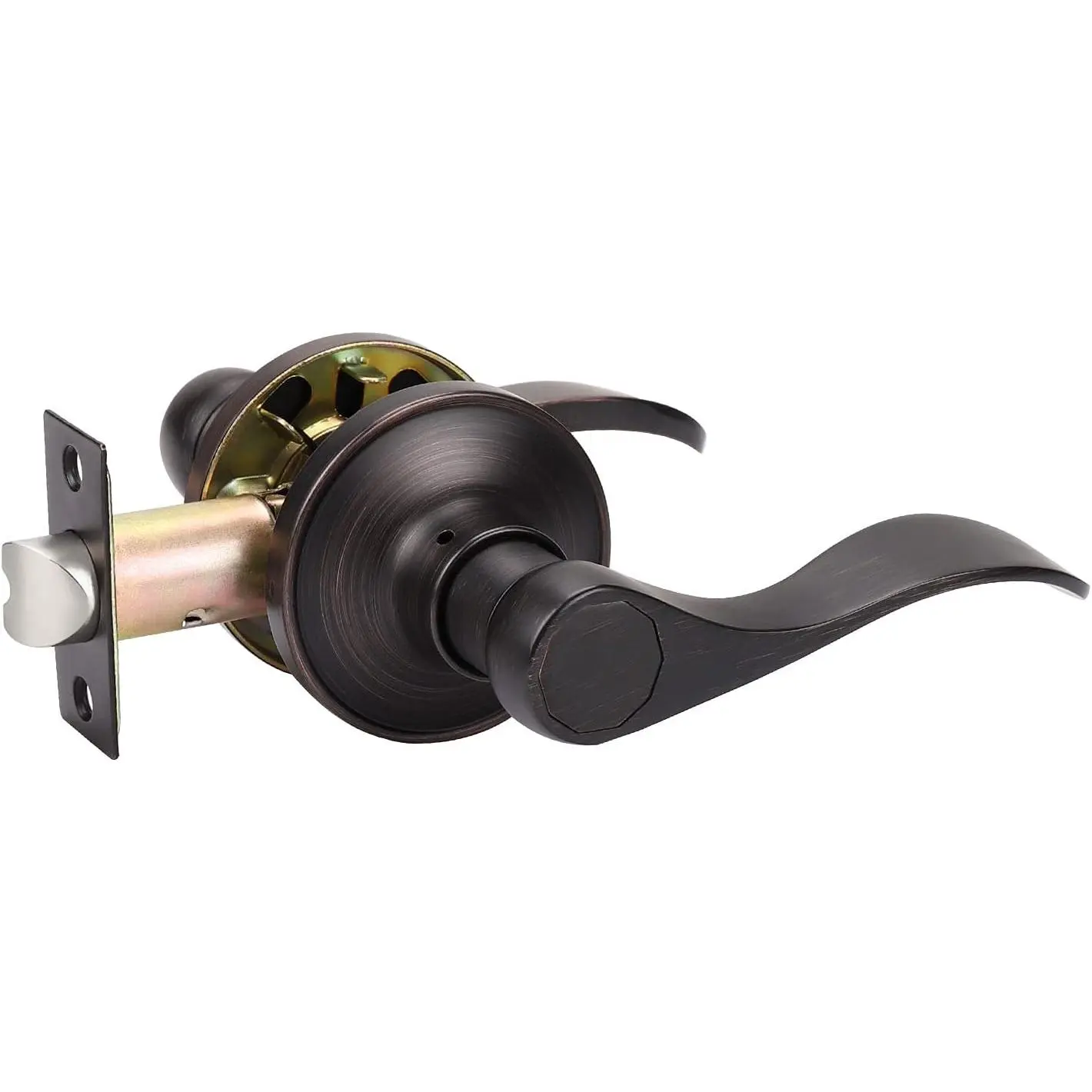 1 Pack Rubbed Bronze Passage Door Handles Contemporary Door Lever Handles for Closet/Hallway, Classic Left and Right Door Knobs
