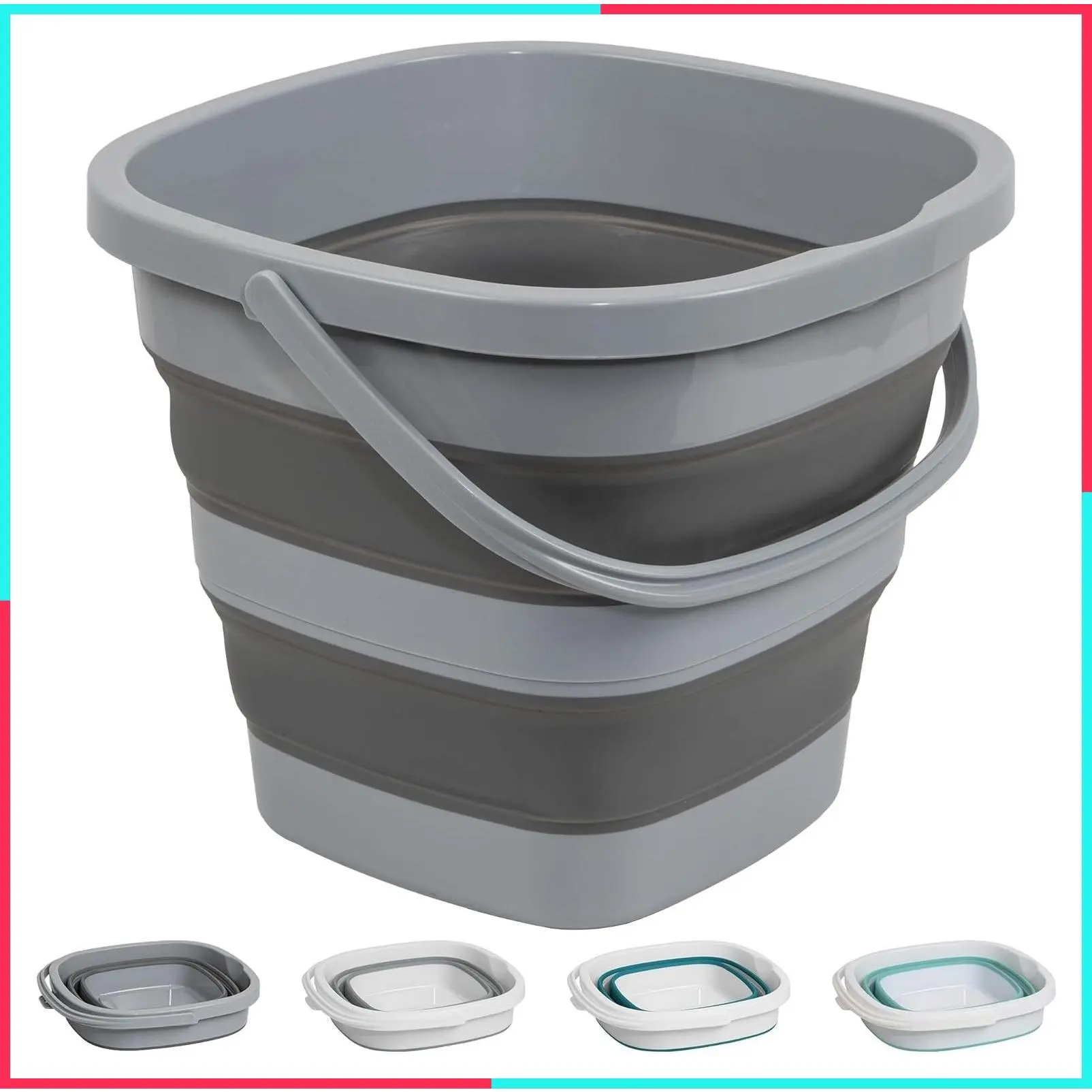 Collapsible 2.6 Gallon 10L Mop Bucket, Portable Plastic Tub for Cleaning, Car Washing, Camping, RV, Beach, Fishing, Garden, Indoor & Outdoor Space Saving Wash Basin