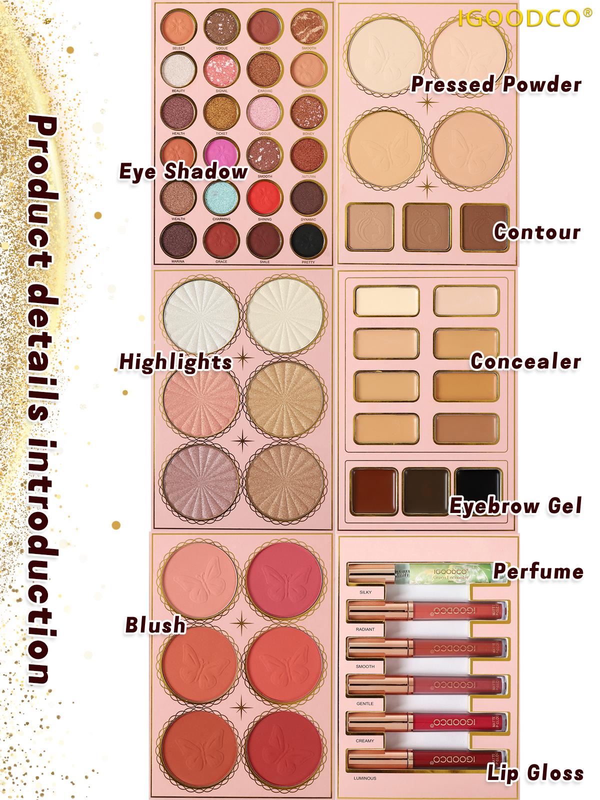 IGOODCO (IG3322) All-in-1 Comprehensive Makeup Kit - Eyeshadow, Blush, Highlighter, Contour, Concealer, Lip Gloss,