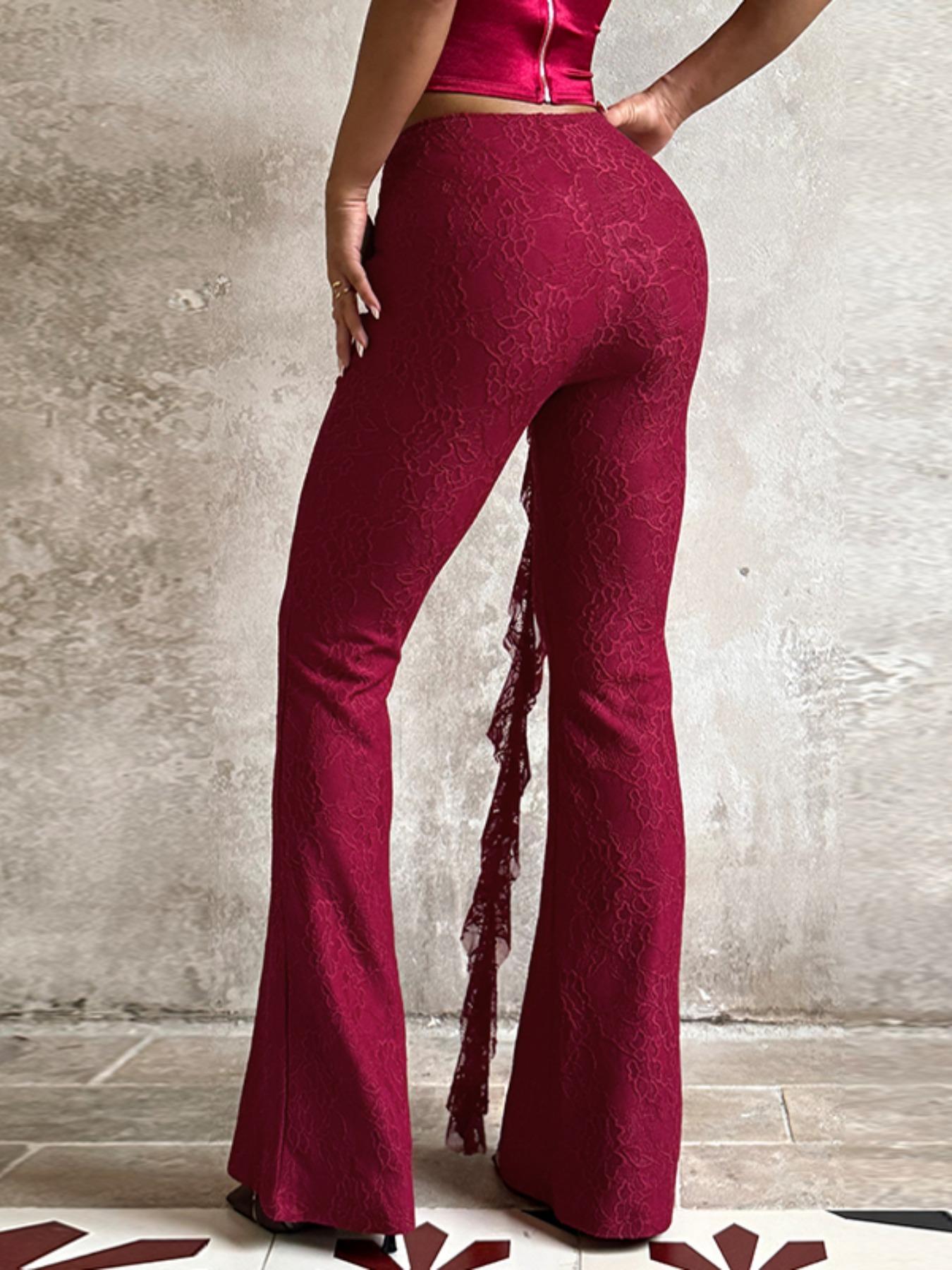 Lace Bow Tie Long Pants, Elegant Chic Women's High Waist Skirt Suit, Office & Party Wear, Comfortable Fit, Stylish Design