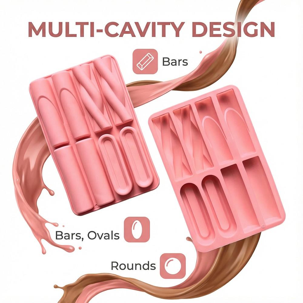 3pcs 8-Cavity Long Rectangle Silicone Cake Molds, 3D Chocolate Cream Cake, Brownie, French Dessert Mold, Baking Tools