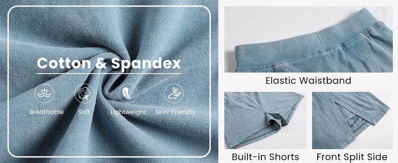 Molitree Mini Skirts for Women High Waist Split Hem Casual Fitted Athletic Bodycon Skort Skirts with Shorts Underneath