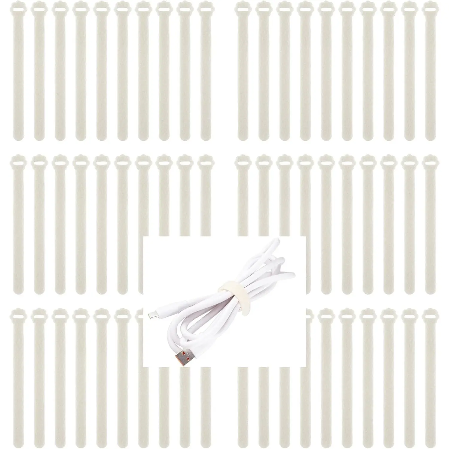 60pcs 6inch Reusable Adjustable Cable Ties, Cable Organizer (Beige)